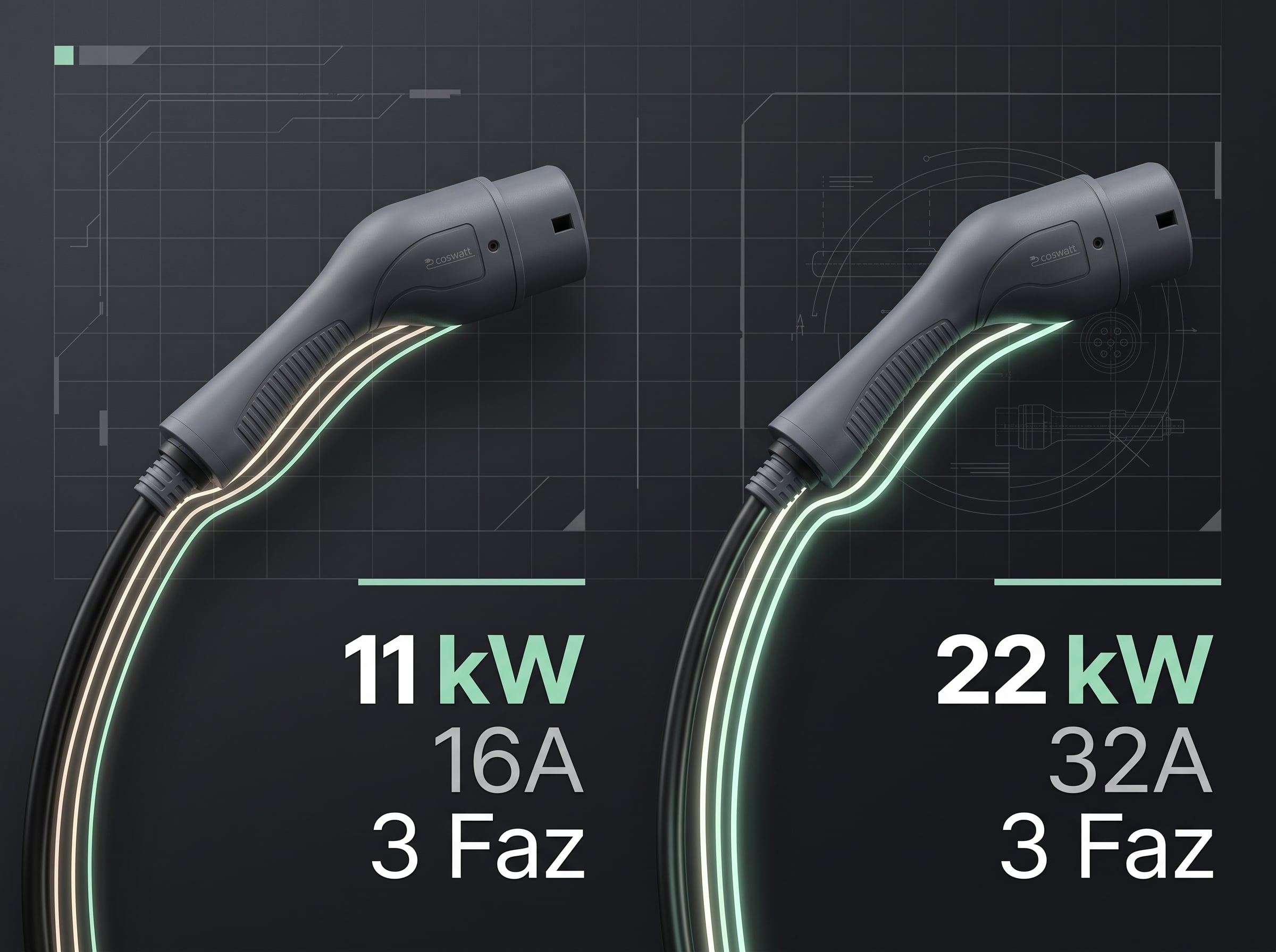 Üç fazlı elektrikli araç şarj sistemi ve şarj gücü