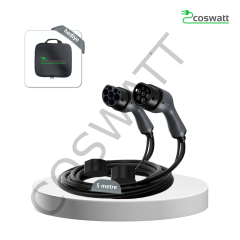 Coswatt Tip-2 Şarj Kablosu 22 kW / 32A / 5m Kablolu / 380V AC İstasyon / IEC 62196 / Taşıma Çantası Hediyeli