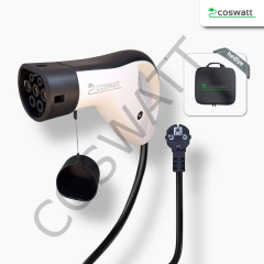 Coswatt EV03 Taşınabilir Şarj Cihazı 3.5 kW / 16A / 5m Kablolu / Tip-2 Soket / Ev Tipi 2x16A Fiş / 220V AC / Taşıma Çantası Hediyeli